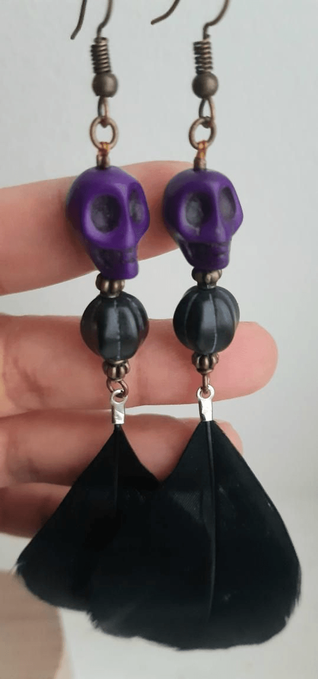 Boucles d'oreilles noire/violette