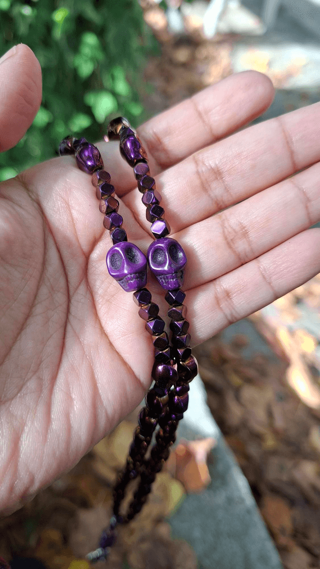 Chapelet Santa Muerte violet 
