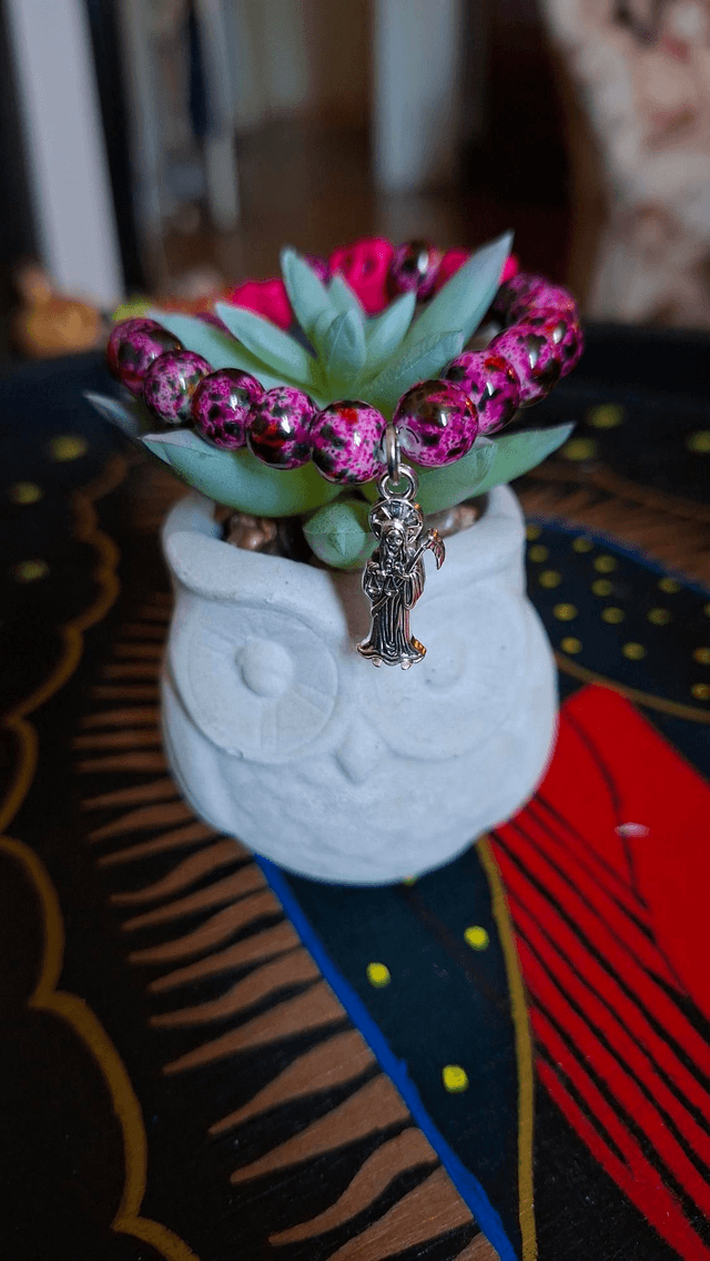 Bracelet Santa Muerte rose
