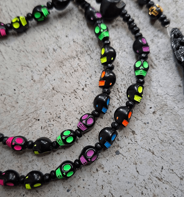 Chapelet Santa Muerte noir