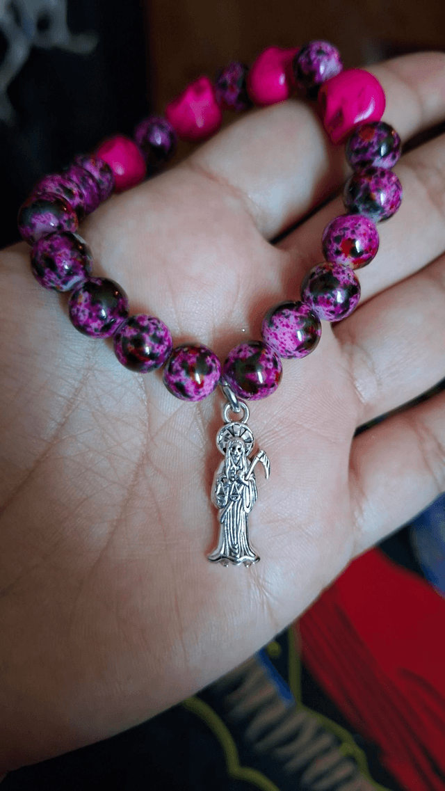 Bracelet Santa Muerte rose
