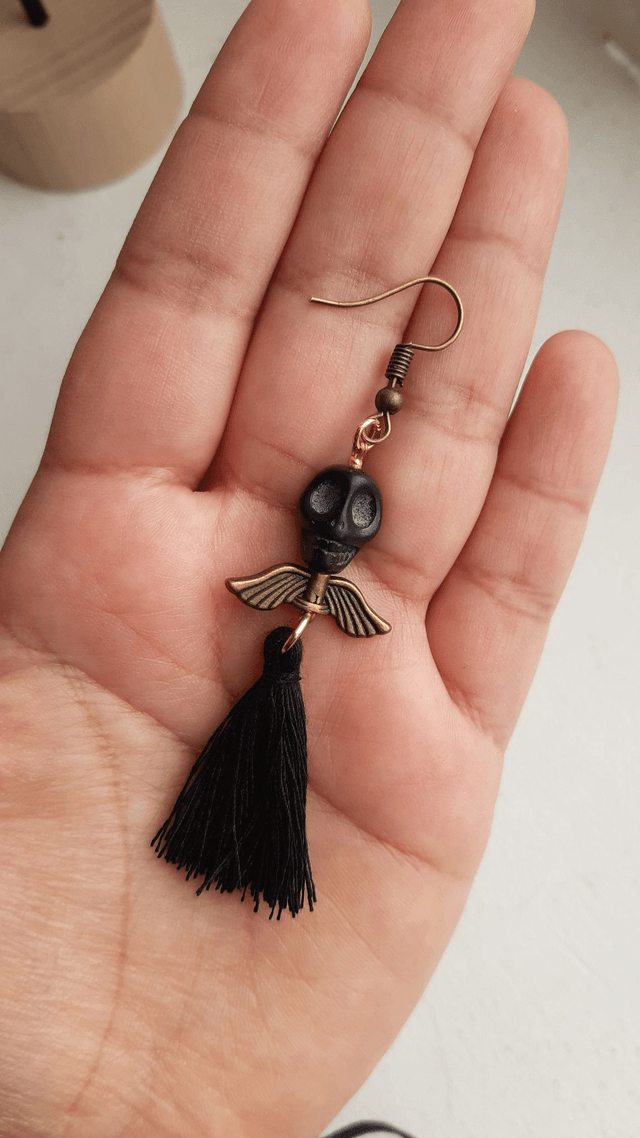 Boucle d'oreilles Santa Muerte ailées