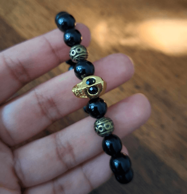 Bracelet Santa Muerte crâne doré