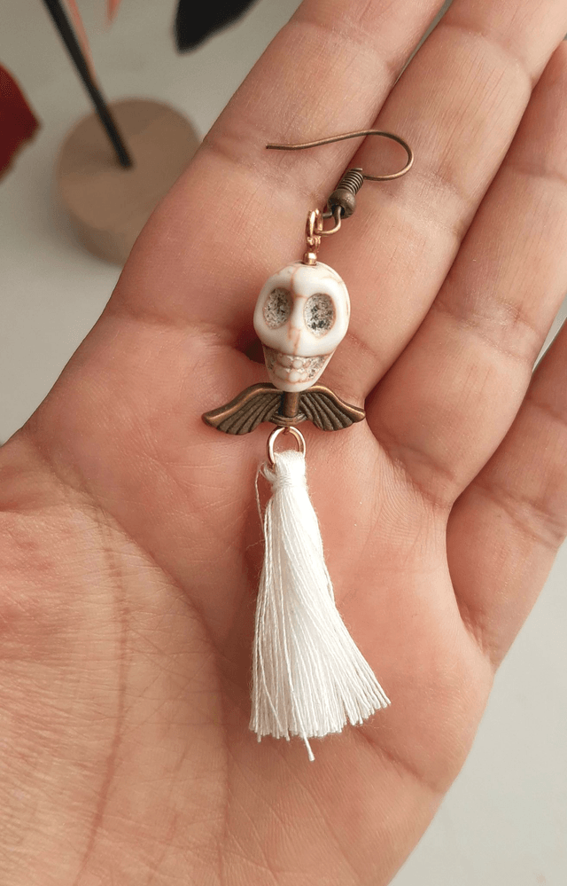 Boucle d'oreilles Santa Muerte ailées
