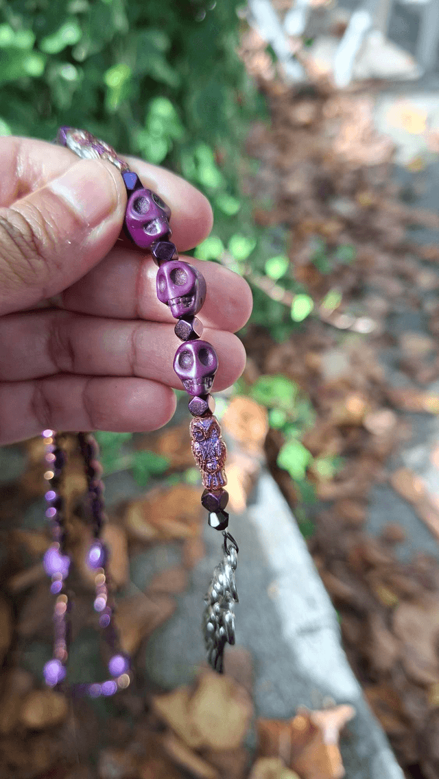 Chapelet Santa Muerte violet 