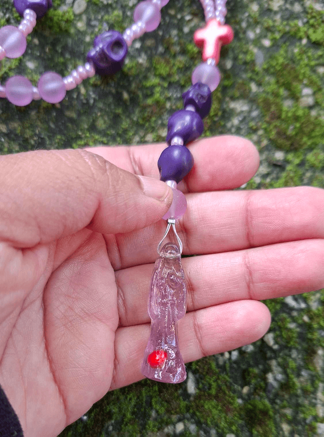 Chapelet Santa Muerte violet 