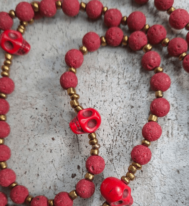 Chapelet Santa Muerte rouge 