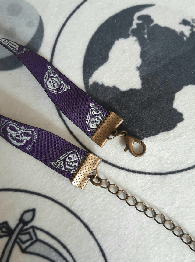 Bracelet tissus Santa Muerte violet/doré