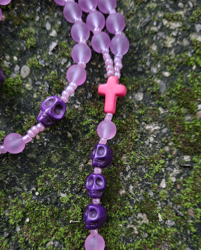 Chapelet Santa Muerte violet 