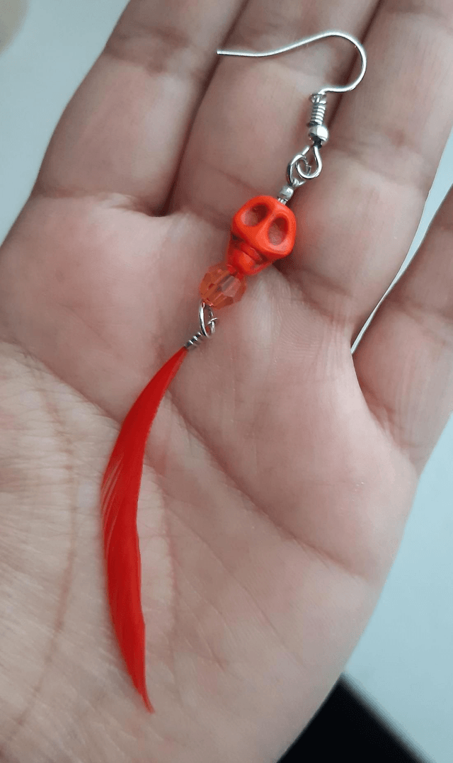 Boucles d'oreilles orange/petite perle