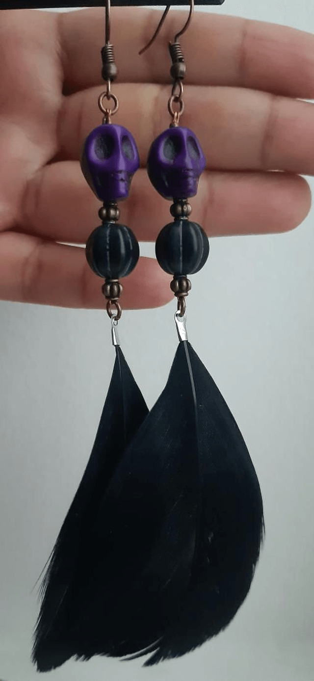 Boucles d'oreilles noire/violette