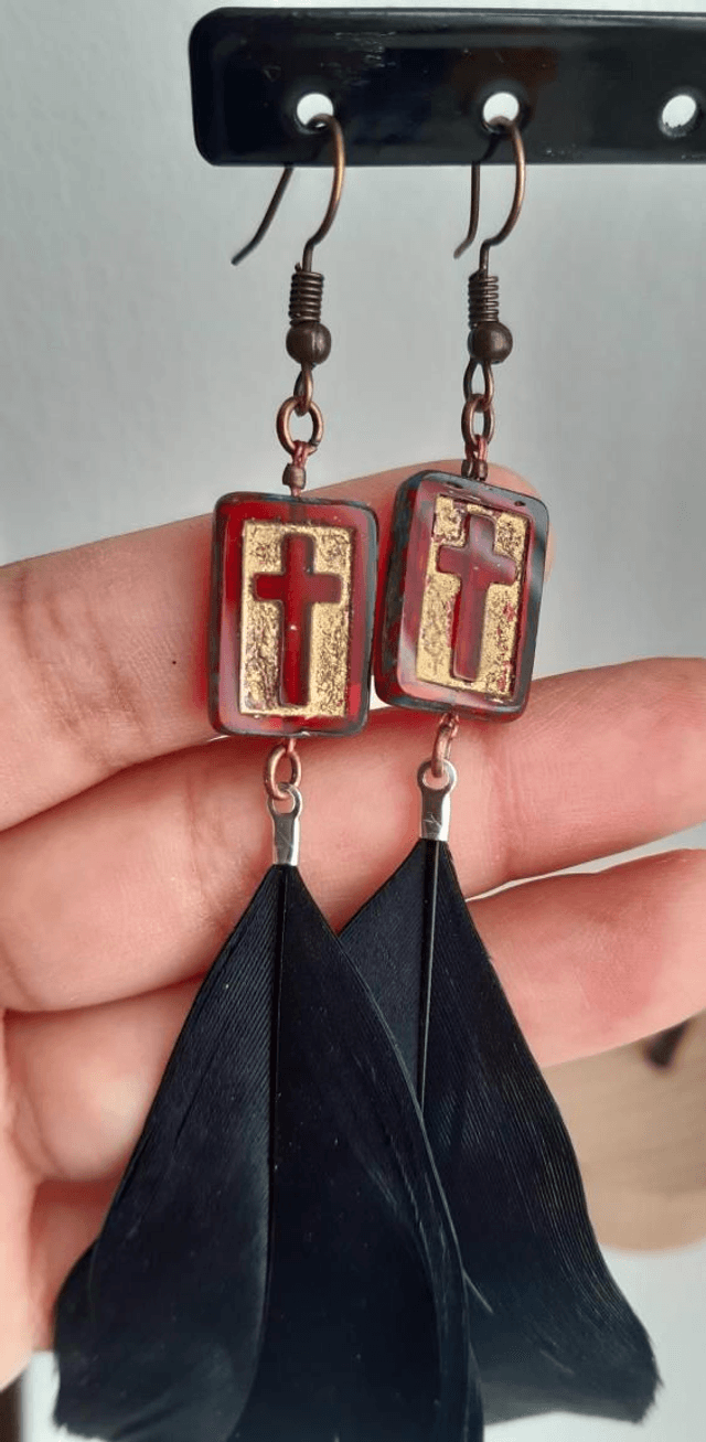 Boucles d'oreilles avec croix chrétienne 