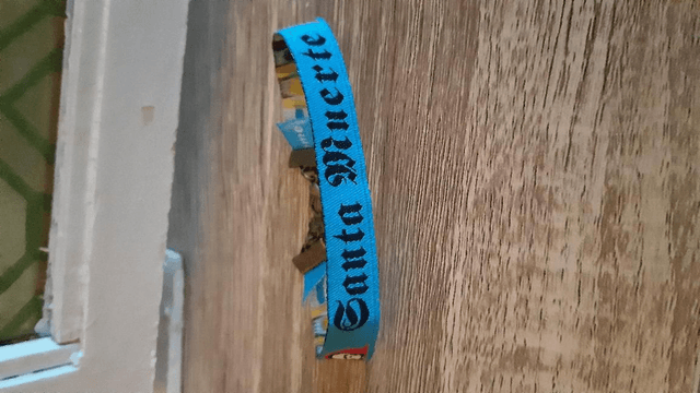 Bracelet tissus Santa Muerte bleu