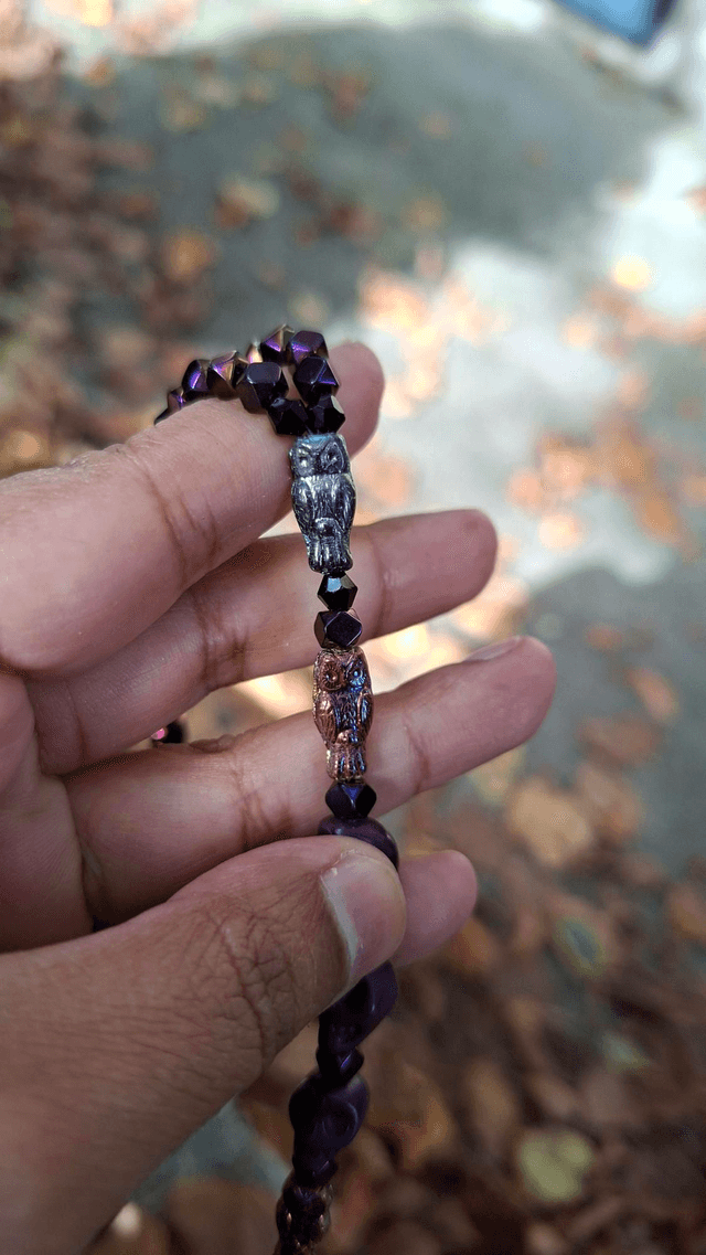 Chapelet Santa Muerte violet 