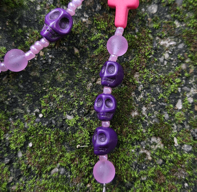 Chapelet Santa Muerte violet 