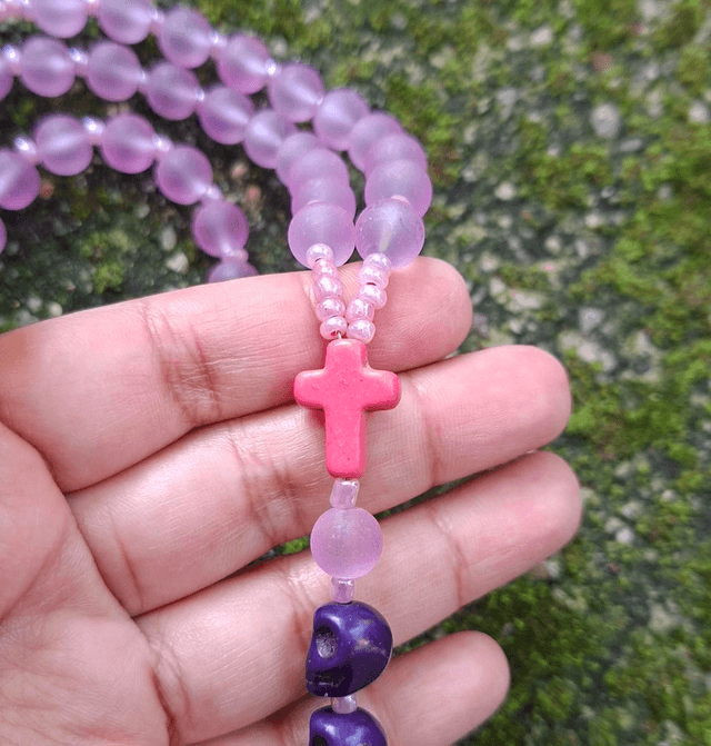 Chapelet Santa Muerte violet 