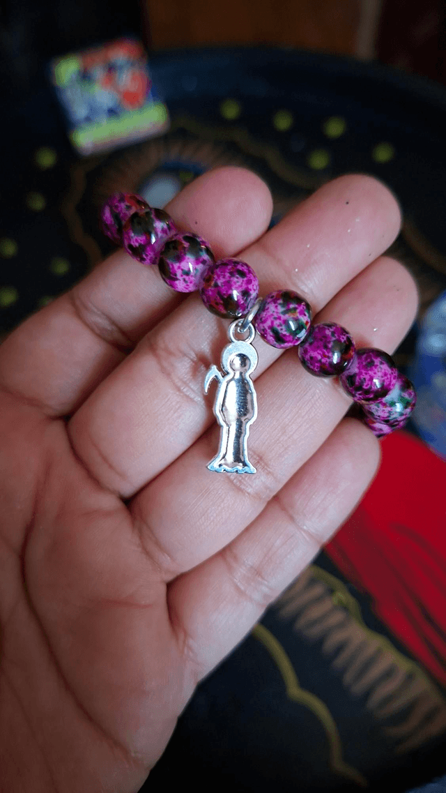 Bracelet Santa Muerte rose