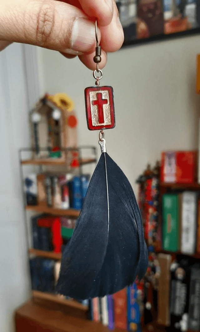 Boucles d'oreilles avec croix chrétienne 