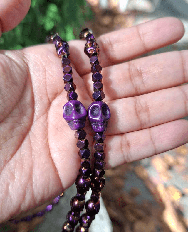 Chapelet Santa Muerte violet 