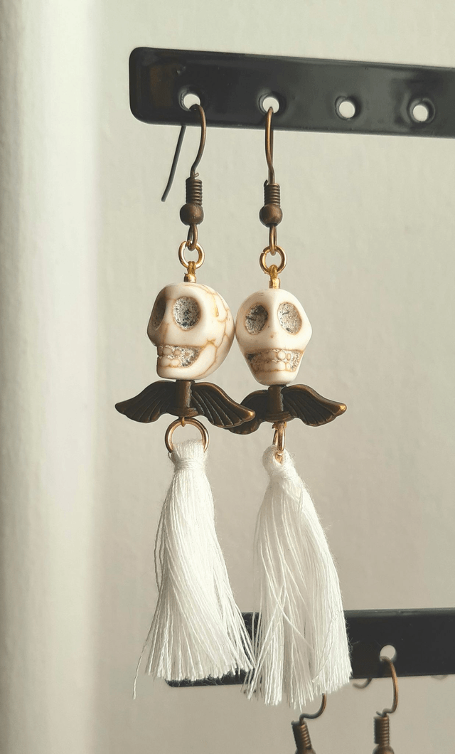 Boucle d'oreilles Santa Muerte ailées