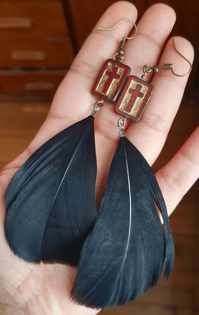 Boucles d'oreilles avec croix chrétienne 