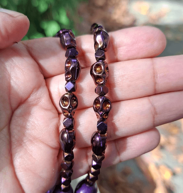 Chapelet Santa Muerte violet 