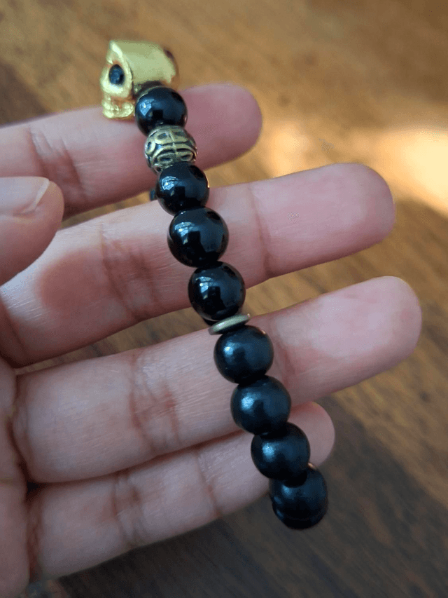 Bracelet Santa Muerte crâne doré