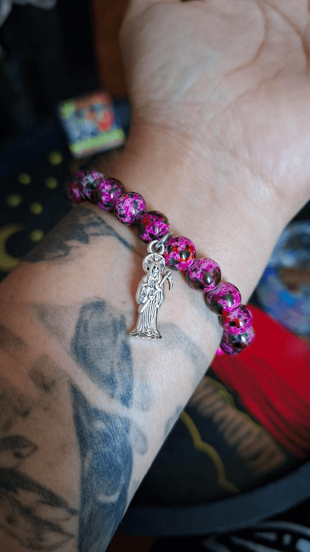 Bracelet Santa Muerte rose