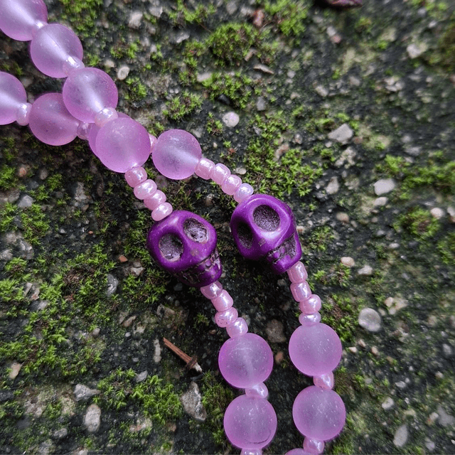 Chapelet Santa Muerte violet 