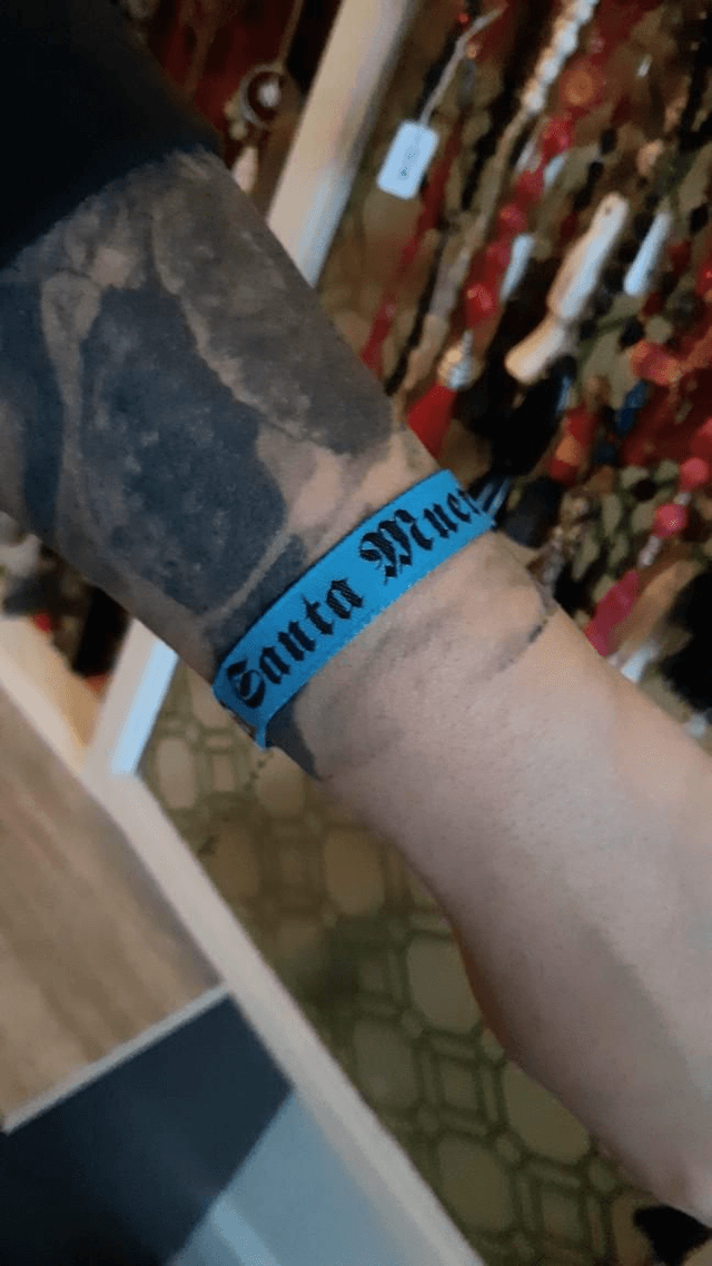 Bracelet tissus Santa Muerte bleu