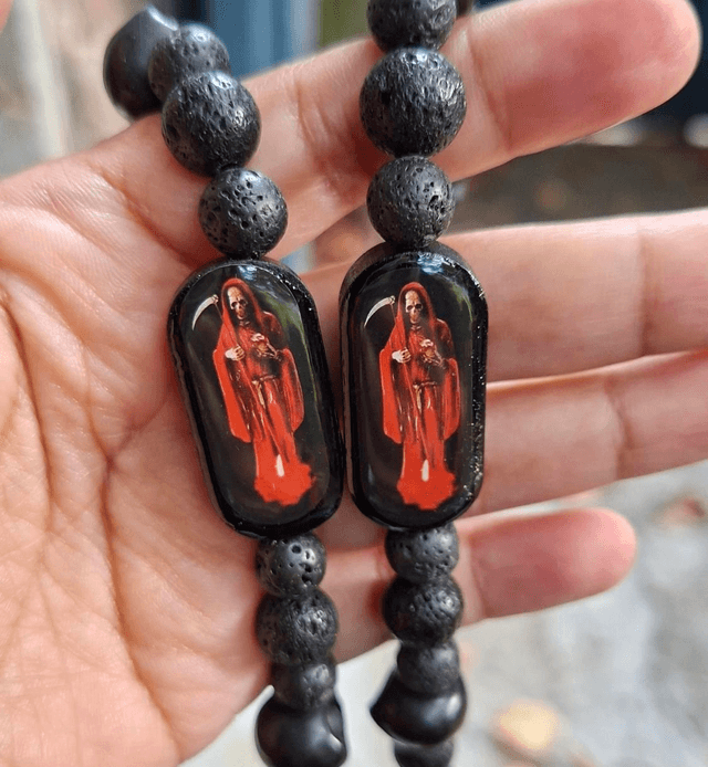 Collier Santa Muerte noir