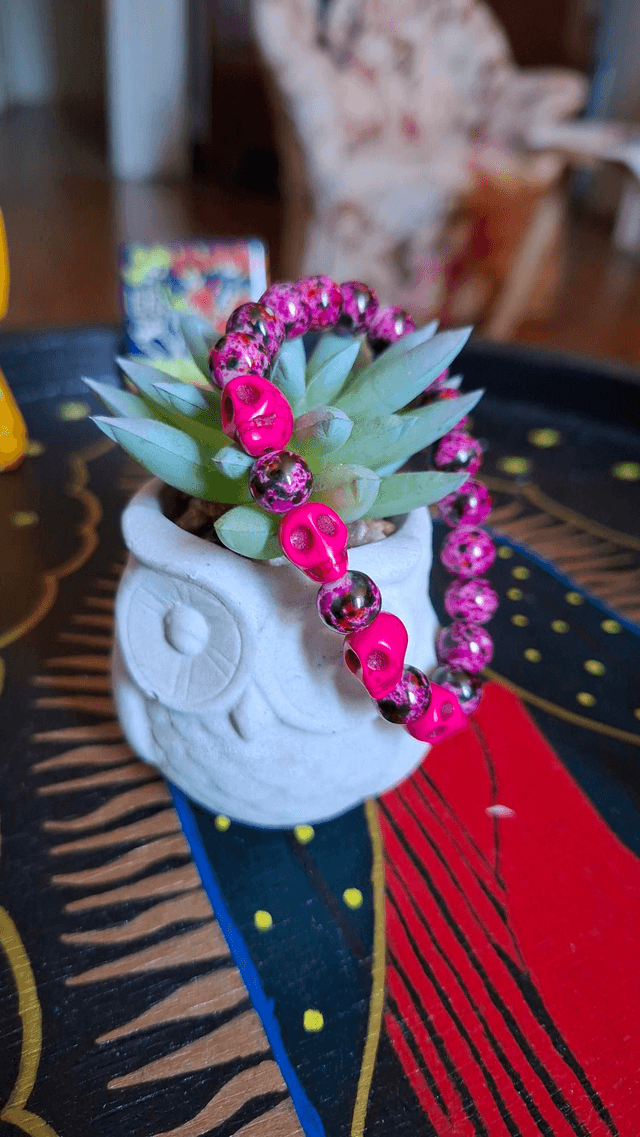 Bracelet Santa Muerte rose