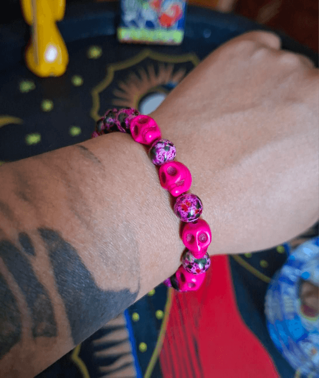 Bracelet Santa Muerte rose