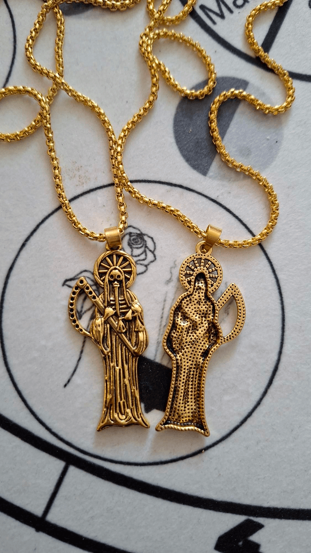 Collier Santa Muerte dorée 